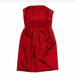 WHBM STRAPLESS RED SATIN DRESS SIZE 0